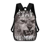 sinyumoney Stay Hungry Lion Motivate Kids School Backpack 17 Inch School Bag 3D Printed School Bag for Boys Elementary And Middle School Students
