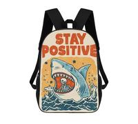 sinyumoney Stay Positive Shark Skeleton Humor School Bags Work Laptop Backpack Rucksack Bag for Camping Outdoor Adventures And Daily Travel 17inch