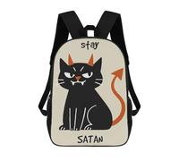 sinyumoney Stay Satan Devil Cat Illustration Rucksack Computer Rucksack for School/Work/Travel for Camping Outdoor Adventures And Daily Travel 17inch