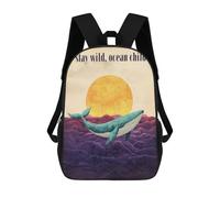 sinyumoney Stay Wild, Ocean Child 3D Printed School Backpack Casual Children's Backpacks 3D Printed School Bag for Boys Elementary And Middle 17inch