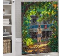 sinyumoney Staying Back Modern Fabric Bathroom Decor Set Thicken Durable Polyester Shower Curtain Anti Mould for Travel Trailer 64.17x70.87Inch（163x180cm）