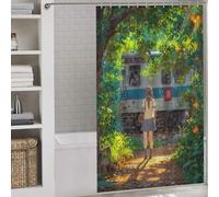 sinyumoney Staying Back Shower Curtains Set with 12 Hooks Daily Household Stylish Washable Anti-Mould Proof Resistant for Kids Women Men 53.54x70.87Inch（136x180cm）