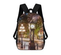 sinyumoney Steam Clock Vancouver Backpacks Kids Student Schoolbag 3D Printed Backpacks Elementary And Middle School Students Backpacks for Boys Girls 17inch