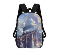 sinyumoney Steam Train Adventure Children's Backpacks School Backpack 3D Printed for Kids Travel Rucksacks Book Bags Kids 17inch School Bag