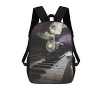 sinyumoney Steam Train Piano Keys Backpack School Bag Large Water Resistant Laptop Backpack for Girls Boys Teenage 17inch