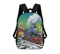 sinyumoney Steam Train Winter Journey Backpack School Backpack Kids School Bag Large Capacity Kids Backpack for School Rucksack 3D Book Bag Gifts for Kids 17inch