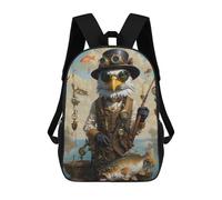 sinyumoney Steampunk Bass Bald Eagle School Bag Bookbag 3D Printed Children's Backpacks for Kids Boy Girl Book Bags Kids School Bag Travel Rucksacks 17inch