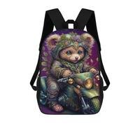 sinyumoney Steampunk Bear Motorcycle Art Print Backpack School Water Resistant Travel Backpack Computer Bag - Perfect for Travel, Work And Daily Use 17inch