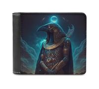 sinyumoney Steampunk Bird God Statue 3D Print PU Leather Men's Wallet Bills Credit Cards Leather Compartments Fashion Slim Leather Wallet 11.7cm*9.5cm