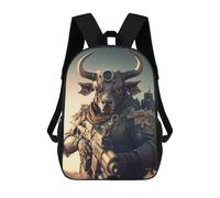 sinyumoney Steampunk Bull Soldier Armor Backpack School Fashion Stationery Backpack Waterproof Casual Daypacks for Men, Women & Teenage Boys 17inch
