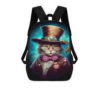sinyumoney Steampunk Cat Adventure Backpacks Kids 17inch School Backpack School Bag 3D Printed School Bag for Boys Elementary And Middle School Students