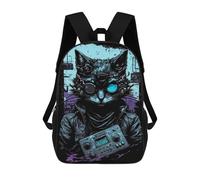 sinyumoney Steampunk Cat Art Print Rucksacks 3D Printed Children Backpacks Fashion Casual Daypack Cute Travel Bags Outdoor Casual Daypack for Boy And Girl 17inch