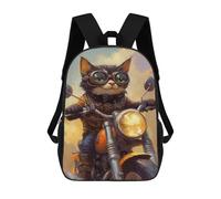sinyumoney Steampunk Cat Biker Art Print Ronaldo Backpack, Children's Backpack, Student School Bag, Book Bag, 3D Printed School Bag For Boys And Girls, 17inch
