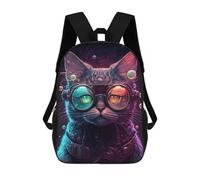 sinyumoney Steampunk Cat Goggles Kids Backpack Girls 3D School Bags Children's 17 Inch Rucksack Toddler Schoolbag,Casual Daypacks Fashion Bookbag Bag