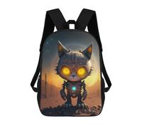 sinyumoney Steampunk Cat in Desert 3D Printed Children's School Backpack for Kids High Capacity Travel Rucksacks Book Bags Kids School Bag Back Pack 17inch