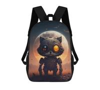 sinyumoney Steampunk Cat in Front of Moon Children's Backpacks School 3D Printed Bag Bookbag for Kids Travel Rucksacks Boy Girl Book Bags Kids School Bag 17inch