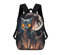 sinyumoney Steampunk Cat Moon-4 Children's Backpacks School 3D Printed Bag Bookbag for Kids Travel Rucksacks Boy Girl Book Bags Kids School Bag 17inch