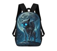 sinyumoney Steampunk Cat Moon Children's Backpack, 3D Printed School Backpack, Backpack for Boys Girls, Adjustable School Bag for Primary School 17inch
