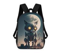 sinyumoney Steampunk Cat Moon Night Backpacks Kids School Backpack School Bag 3D Printed School Bag for Boys Elementary And Middle School Students 17inch