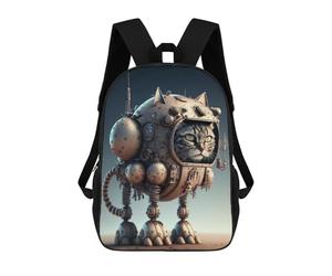 sinyumoney Steampunk Cat Robot School Backpack Computer Rucksack for School/Work/Travel for Girl, Teen Girls 17inch