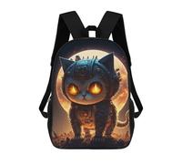 sinyumoney Steampunk Cat with Glowing Eyes Backpacks Kids School Backpack School Bag 3D Printed School Bag for Boys Elementary And Middle School Students 17inch