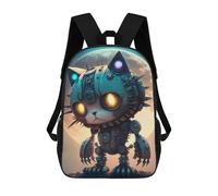 sinyumoney Steampunk Cat with Moon Background Rucksacks 3D Printed Children Backpacks Fashion Casual Daypack Cute Travel Bags Outdoor Casual Daypack for Boy And Girl 17inch
