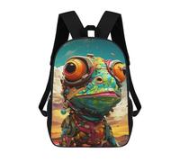 sinyumoney Steampunk Chameleon Art Print-2 3D Printed 17inch Kids School Bag Rucksacks Children's School Fashion Casual Back Pack High Capacity Travel Book Bags