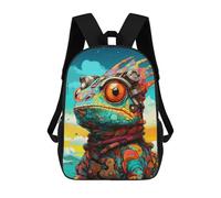 sinyumoney Steampunk Chameleon Art Print Backpack School Bag Lightweight Casual Daypack School Backpacks for School/Work/Travel 17inch
