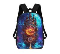 sinyumoney Steampunk Clock Tower Fantasy Backpack 3D Print Kids Bag Elementary Students Daypack Lightweight School Bag for Children Girls Boys Nursery Lunch Pack 17inch