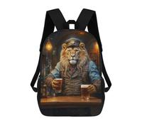 sinyumoney Steampunk Craft Beer Lion Children's Backpacks School Backpack 3D Printed for Kids Travel Rucksacks Book Bags Kids 17inch School Bag