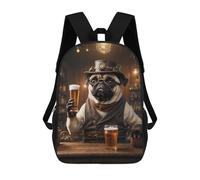sinyumoney Steampunk Craft Beer Pug Children's School Backpack 3D Printed for Kids Travel Rucksacks Book Bags Kids School Bag 17inch