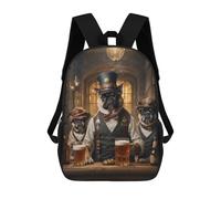 sinyumoney Steampunk Craft Beer Pugs Backpacks Kids School Backpack School Bag 3D Printed School Bag for Boys Elementary And Middle School Students 17inch