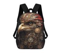 sinyumoney Steampunk Eagle Portrait Backpacks 3D Printed Kids School Backpack School Bag Fashion Rucksacks for Boys Elementary And Middle School Students 17inch
