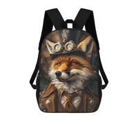 sinyumoney Steampunk Fox Animal 3D Printed Kids School Bag Rucksacks Children's School Fashion Casual Back Pack High Capacity Travel Book Bags Backpack for Kids 17inch