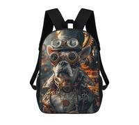 sinyumoney Steampunk French Bulldog Backpack School Bag Large Water Resistant Laptop Backpack for Teenage Girls Boys Women Men 17inch