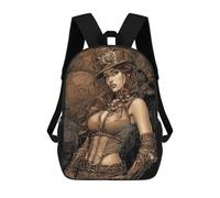 sinyumoney Steampunk Girl Backpack School Daypacks Business Backpack Water Resistant Bookbag for Teenage Girls Boys Women Men 17inch