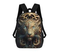 sinyumoney Steampunk Leopard Portrait-5 3D Printed School Bag Children's School Backpack Schoolbags Travel Backpacks Casual Fashion Bag for Kids School Students 17inch