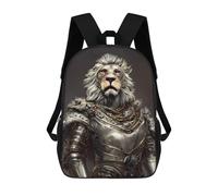 sinyumoney Steampunk Lion Armor 3D Printed Children's School Backpack for Kids High Capacity Travel Rucksacks Book Bags Kids School Bag Back Pack 17inch