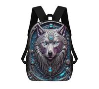 sinyumoney Steampunk Metal White Wolf School Backpack Work Laptop Backpack Rucksack Bag for Camping Outdoor Adventures And Daily Travel 17inch