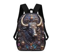 sinyumoney Steampunk Mighty Bull Children's 17 Inch School Backpack 3D Printed Cool Knapsack for Kids Travel Rucksacks Book Bags Kids School Bag