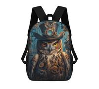 sinyumoney Steampunk Owl Animal Kids School Backpack School Bag 3D Printed School Bag for Boys Elementary And Middle School Students 17inch