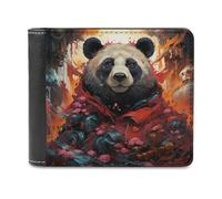 sinyumoney Steampunk Panda in Flames 3D Print Men's Wallet ID Window Coin RFID Blocking Stylish Slots Note Section Wallets Youth Guys 11.7cm*9.5cm