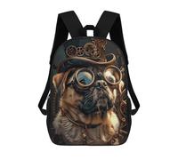 sinyumoney Steampunk Pug Dog Backpack School Bag Lightweight Airport College Students Back Pack for Men/Women 17inch