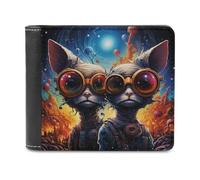 sinyumoney Steampunk Rat Duo 3D Print PU Men's Leather Wallet Safe Protection Card RFID Blocking Leather Wallet 11.7cm*9.5cm
