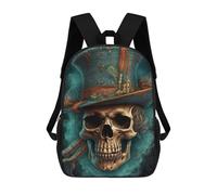 sinyumoney Steampunk Skull Art Print Backpacks, Kids Backpack Student School Bag 3D Printed Travel Backpacks Fashion Accessory Backpack Children Waterproof School Bags 17inch