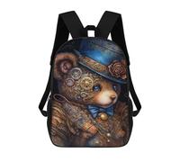 sinyumoney Steampunk Teddy Bear Art Print Backpack School Bag Travel College Rucksack Backpacks for Girl, Teen Girls 17inch