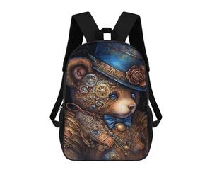 sinyumoney Steampunk Teddy Bear Art Print Backpack School Bag Travel College Rucksack Backpacks for Girl, Teen Girls 17inch