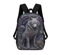 sinyumoney Steampunk White Wolf Children's 17 Inch School Backpack 3D Printed Casual Daypacks for Kids Travel Rucksacks Book Bags Kids School Bag