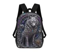 sinyumoney Steampunk White Wolf Children's Backpacks School Backpack 3D Printed for Kids Travel Rucksacks Book Bags Kids 17inch School Bag