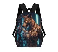 sinyumoney Steampunk Wolf Armor Kids Backpack,School Backpack Kids School Bag 3D Printed Cartoon Large Capacity Backpack for Kids Boys And Girls 17inch